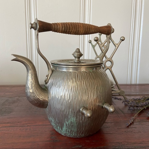 Antique Tilting Spirit Kettle with Stand - Picture 3 of 11